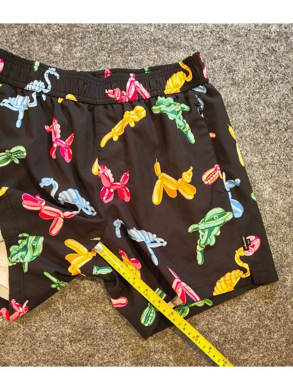 Maamgic Swim Shorts Men’s XS Black Balloon Animal Print Elastic Waist Pockets